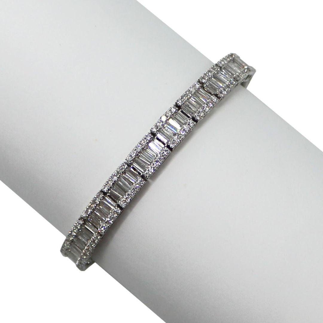 K18WG D10.50ct バゲット ダイヤモンド テニスブレスレット – JD