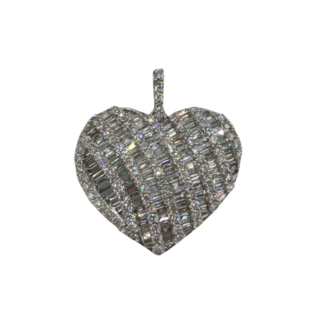 K18WG ハートバゲットダイヤペンダントトップ D3.00ct – JD TIME