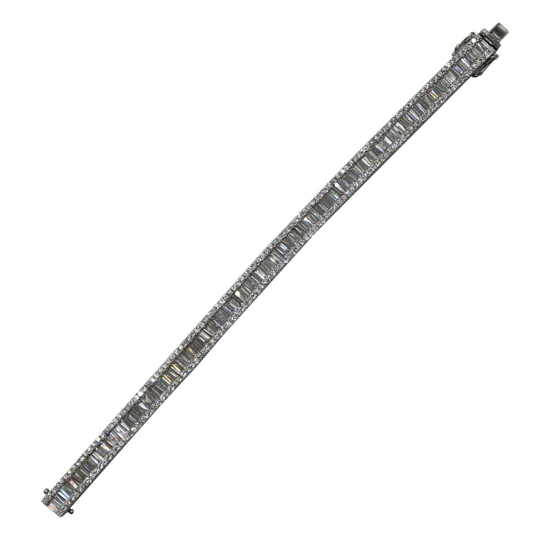 K18WGブレス K18WG D10.50ct バゲット ダイヤモンド テニスブレスレット – JD