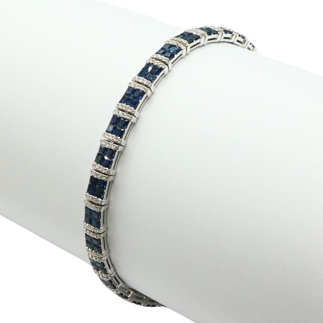 最安値級価格 K18WG D1.00ct S6.44ct サファイアダイヤモンド テニス カラーストーン