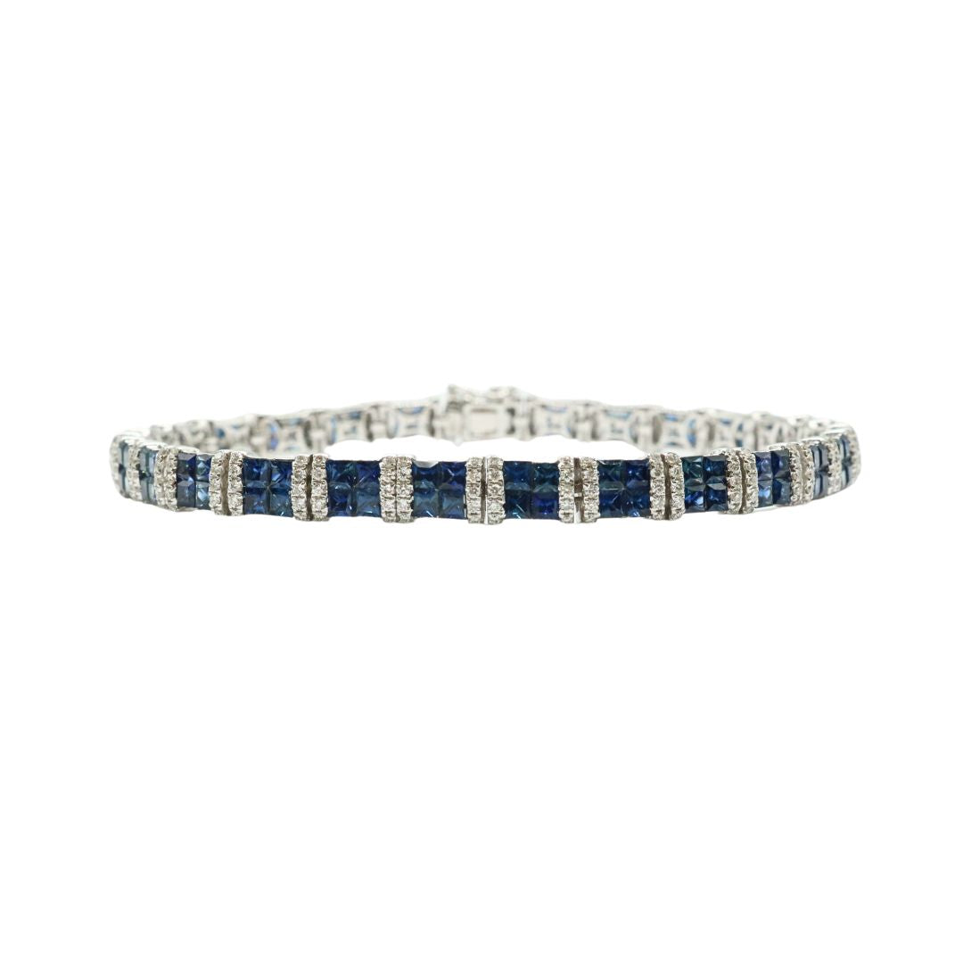 独特な店 K18WG D1.00ct S6.44ct サファイアダイヤモンド テニス カラーストーン