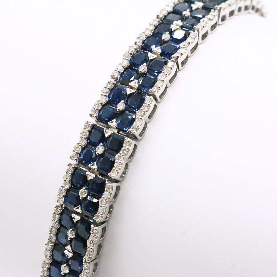 【お1人様1点限り】 D1.85ct K18WG S17.72ct テニス サファイアダイヤモンド サファイア
