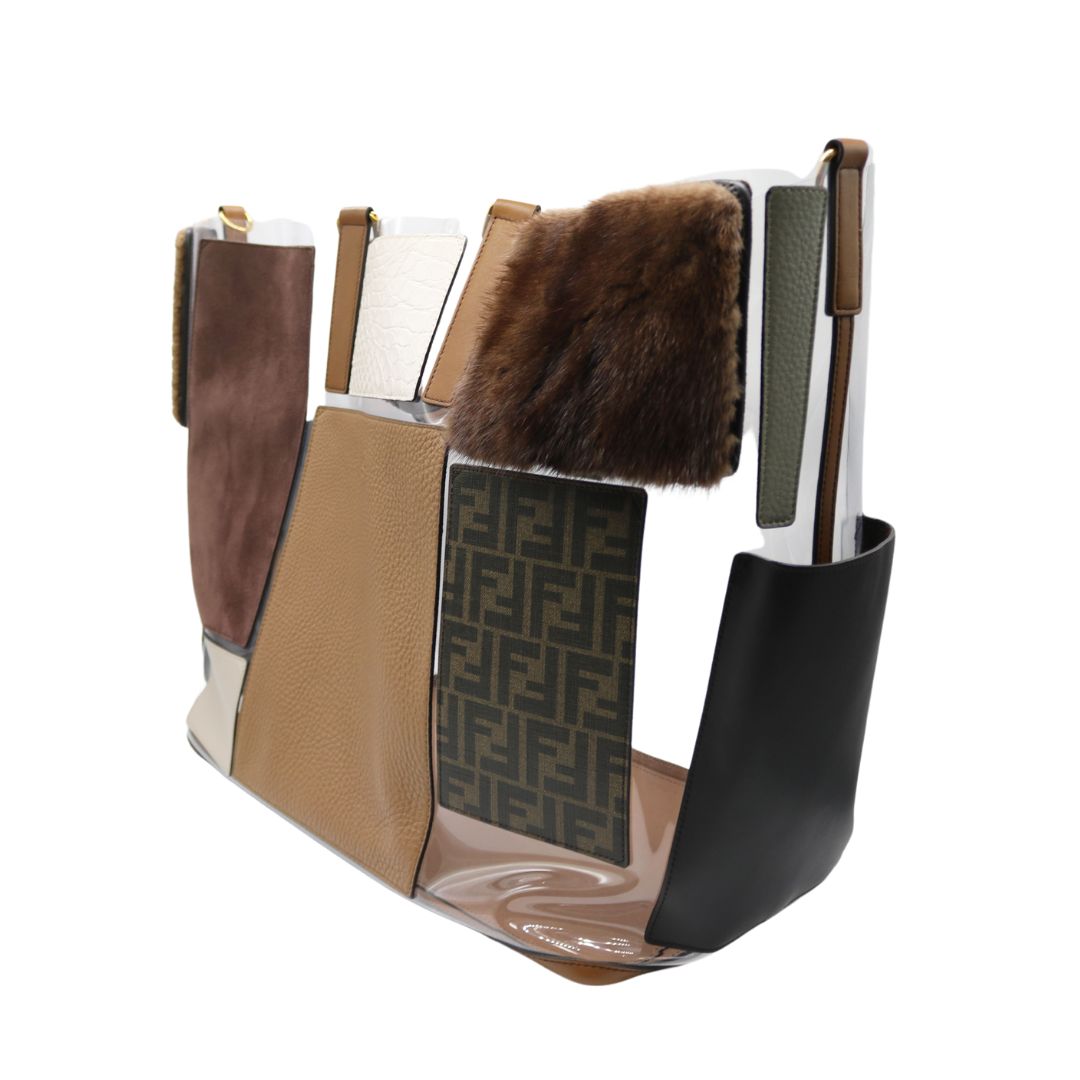 FENDI 7VA477 A91O F18H2 トートバッグ クリア ブラウン ゴールド金具